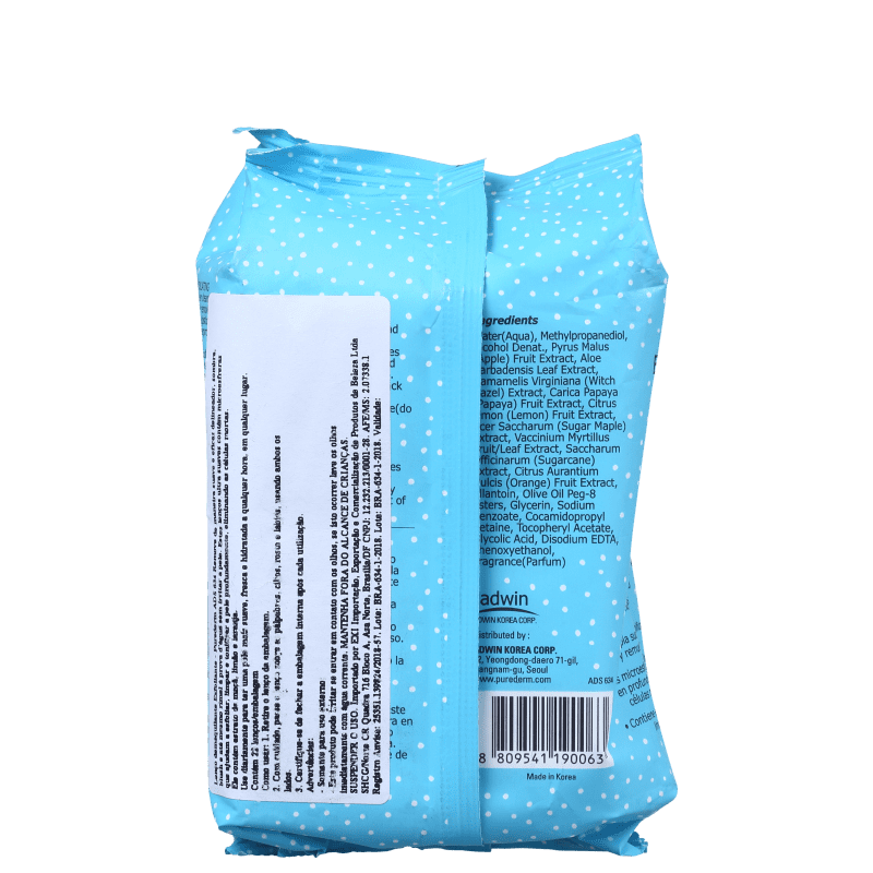 Purederm Exfoliating - Lenço Demaquilante (22 Unidades)
