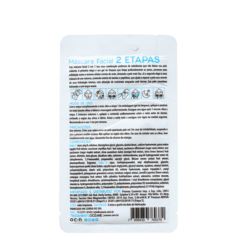 Océane 2 Step Bambu e Peptídeo - Máscara Facial 13g