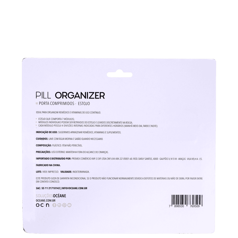 Océane Pill Organizer Colorido - Porta Comprimidos