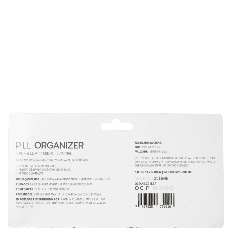 Océane Pill Organizer Semanal - Porta Comprimidos