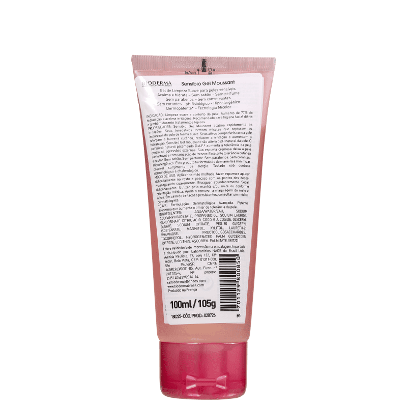 Bioderma Sensibio Calmante e Hidratante Tubo - Gel de Limpeza Facial 100ml