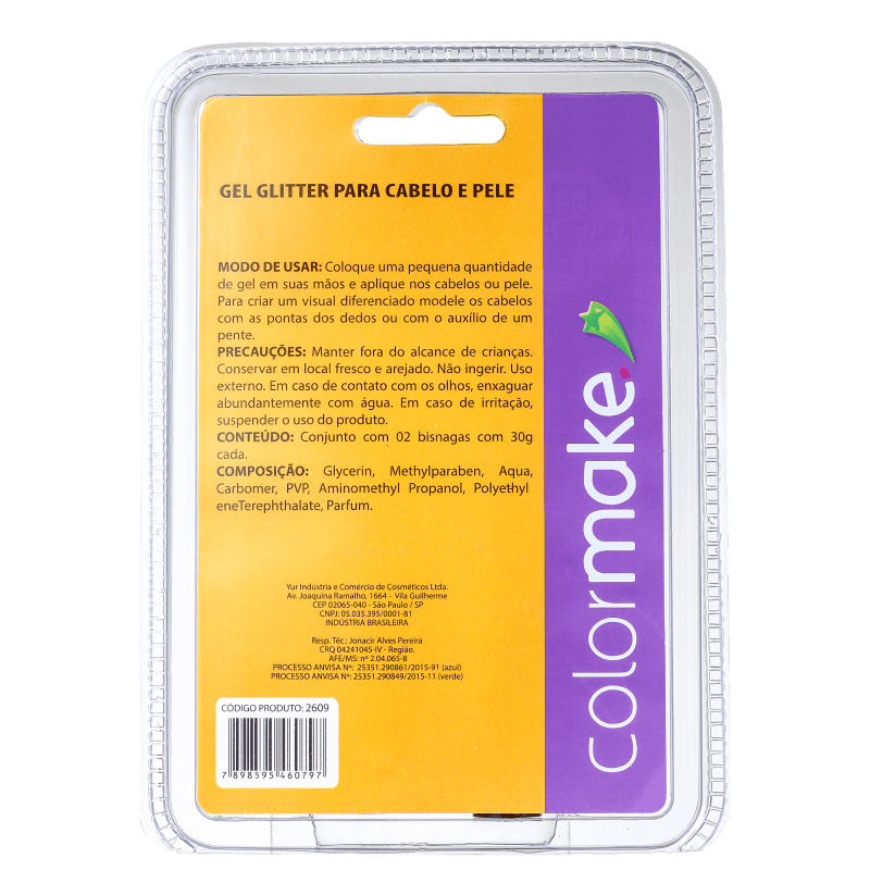 Kit Colormake Gel Glitter Azul e Verde (2 Produtos)