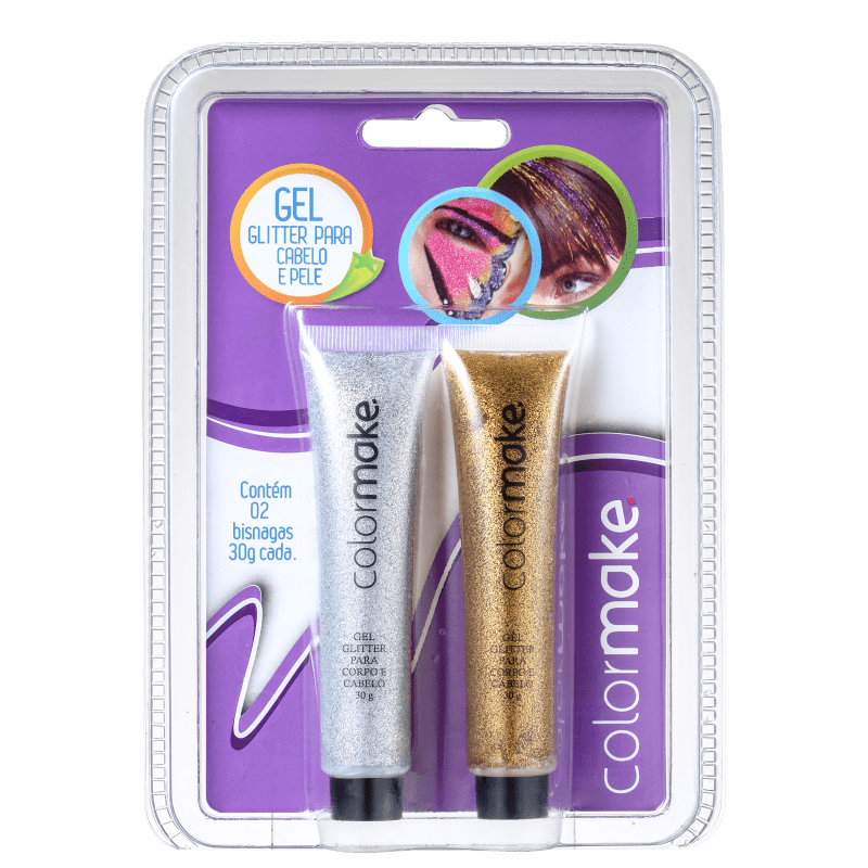 Kit Colormake Gel Glitter Prata e Dourado (2 Produtos)