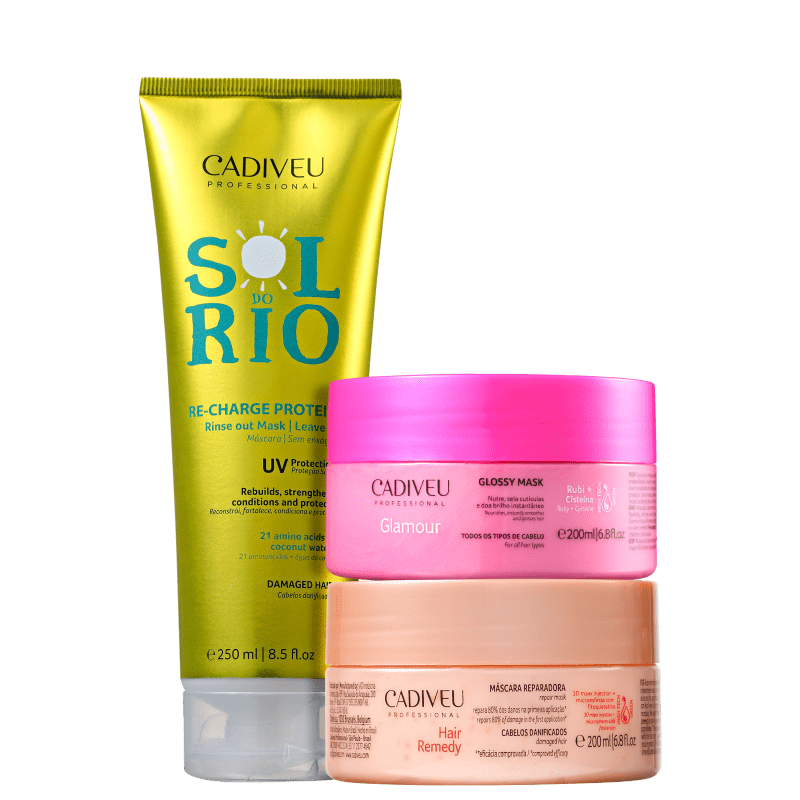 Kit Cadiveu Cronograma Capilar Férias com Sol (3 Produtos)