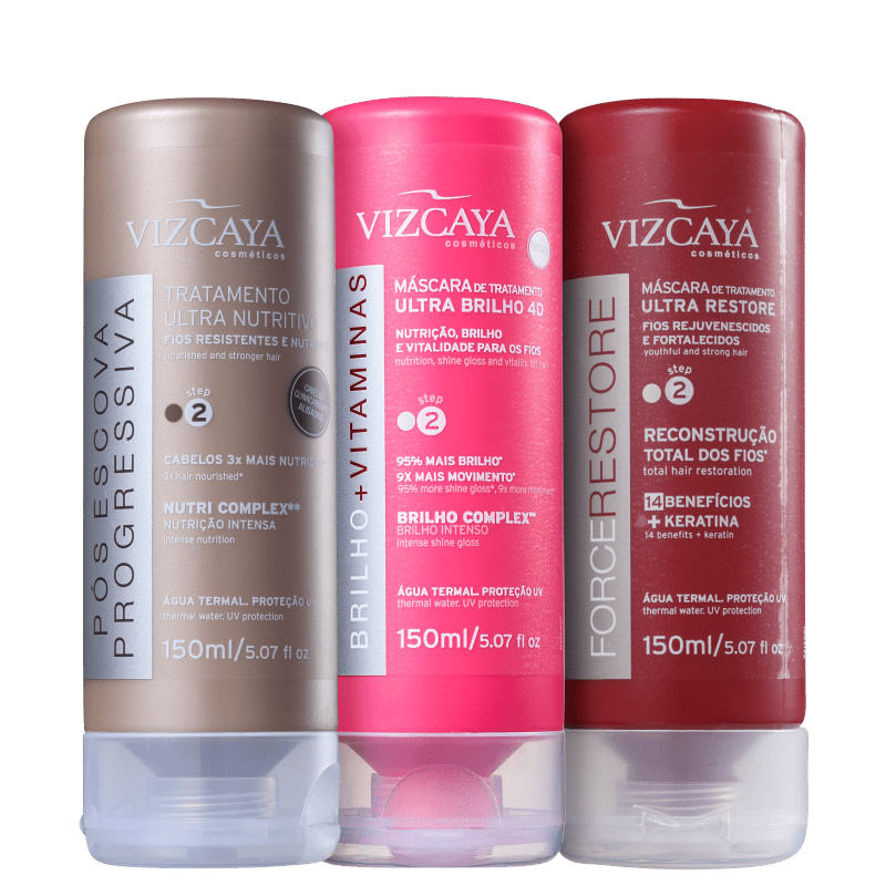 Kit Viscaya Cronograma Capilar Brilho Extremo (3 Produtos)