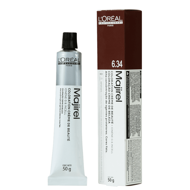 L'Oréal Professionnel Majirel 6.34 Louro Escuro Dourado Acobreado - Coloração 50g Menor preço em L'Oréal Professionnel Majirel 6.34 Louro Escuro Dourado Acobreado - Coloração 50g
