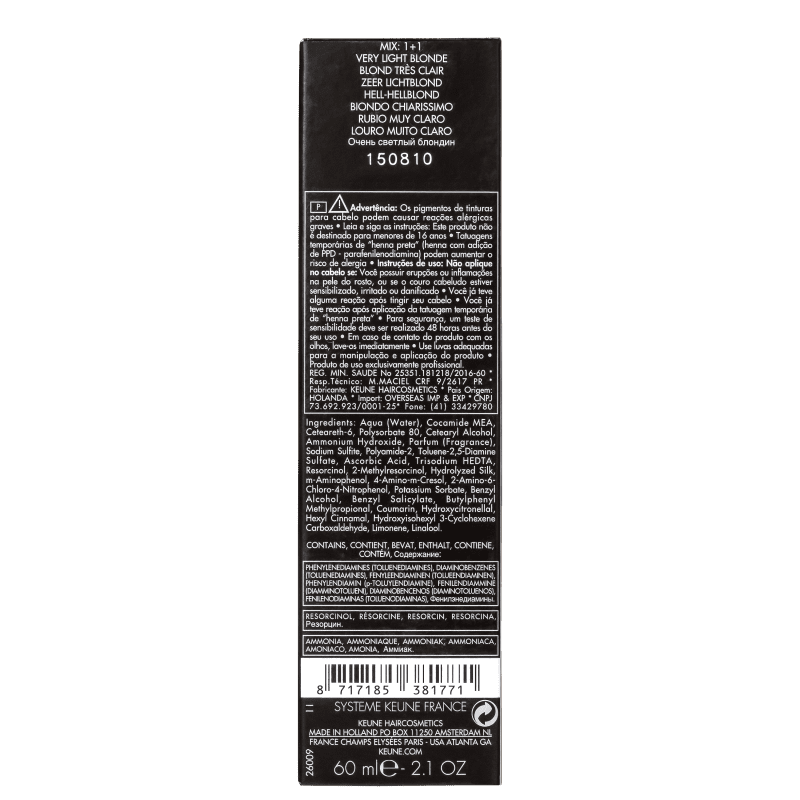 Keune Tinta Color 9 Louro Muito Claro - Coloração 60ml