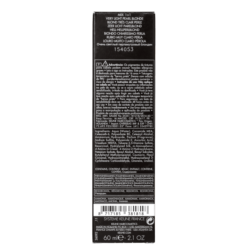 Keune Tinta Color 9.2 Louro Muito Claro Pérola - Coloração 60ml