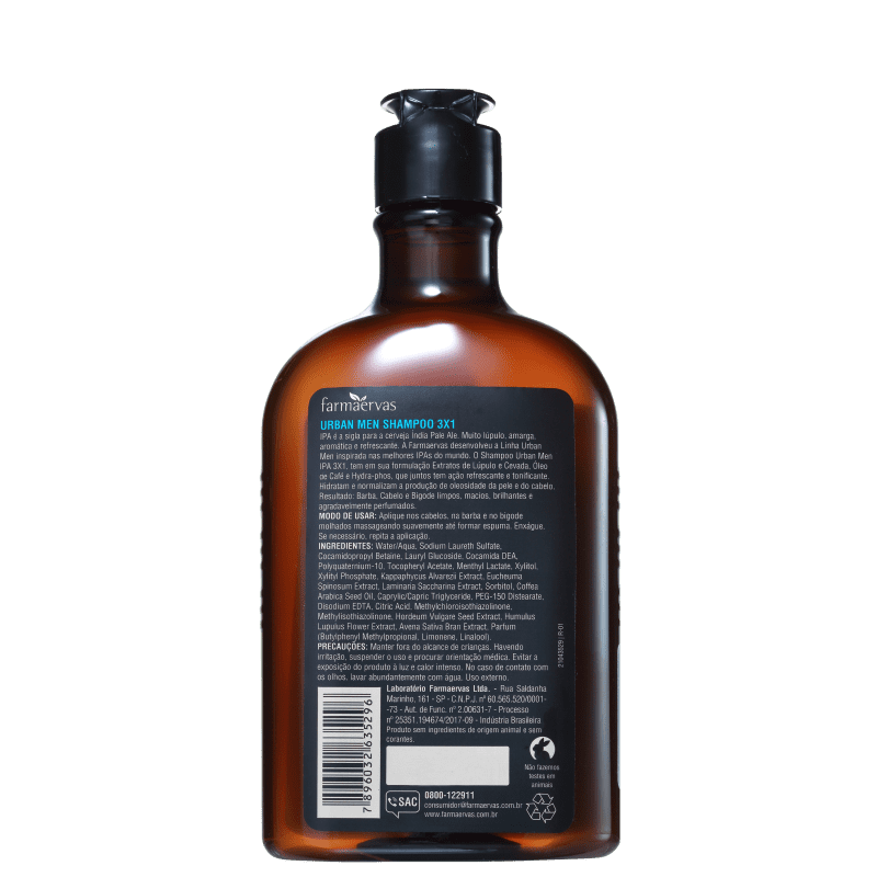 Farmaervas Urban Men 3x1 - Shampoo Multifuncional 240ml