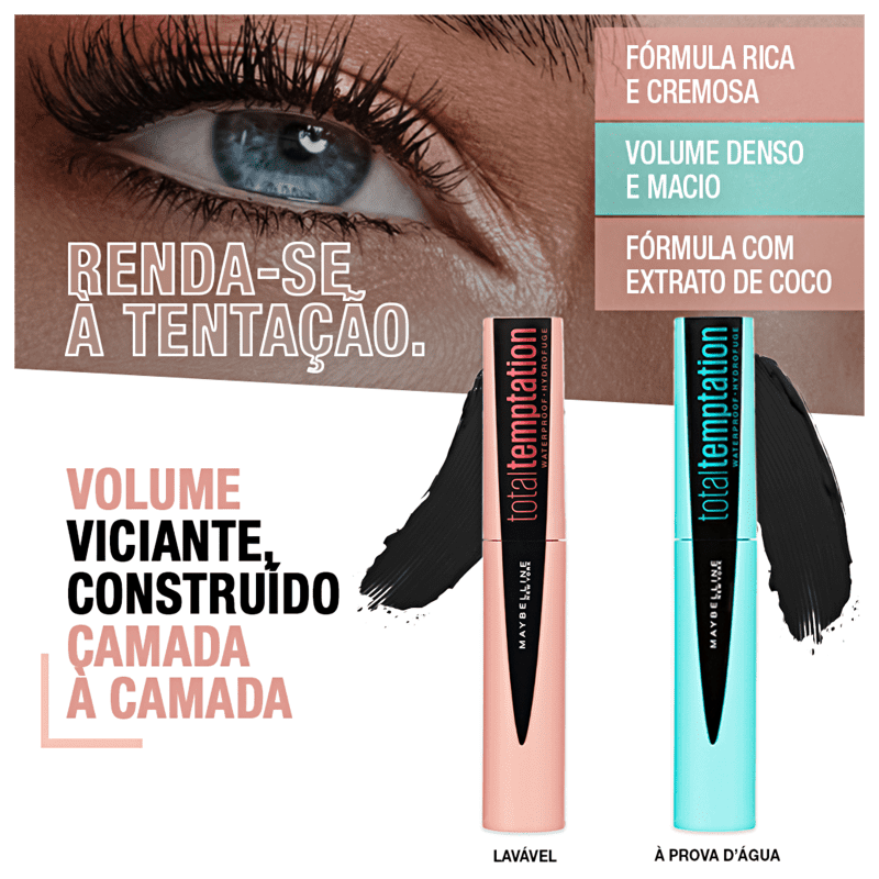 Maybelline Total Temptation Waterproof Blackest Black - Máscara para Cílios 8,25ml