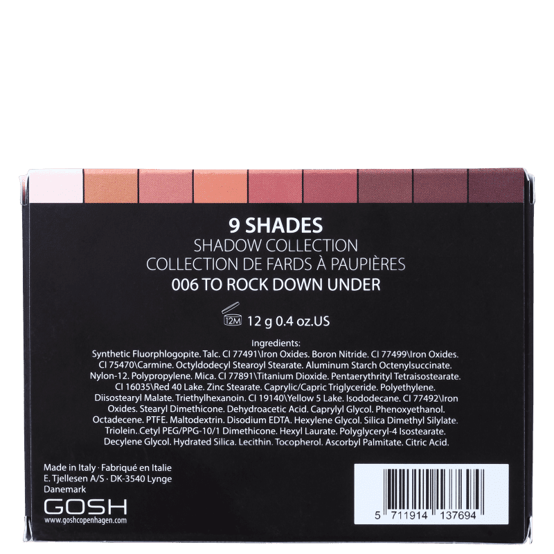 GOSH 9 Shades 006 To Rock Down Under - Paleta de Sombras 10g