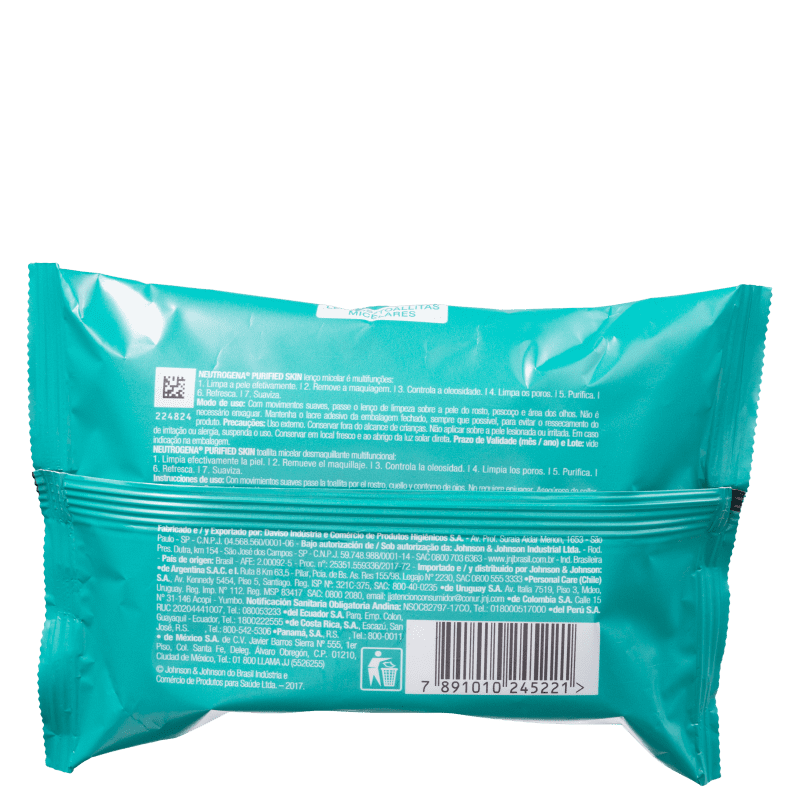 Neutrogena Purified Skin 7 em 1 - Lenço Demaquilante (25 Unidades)