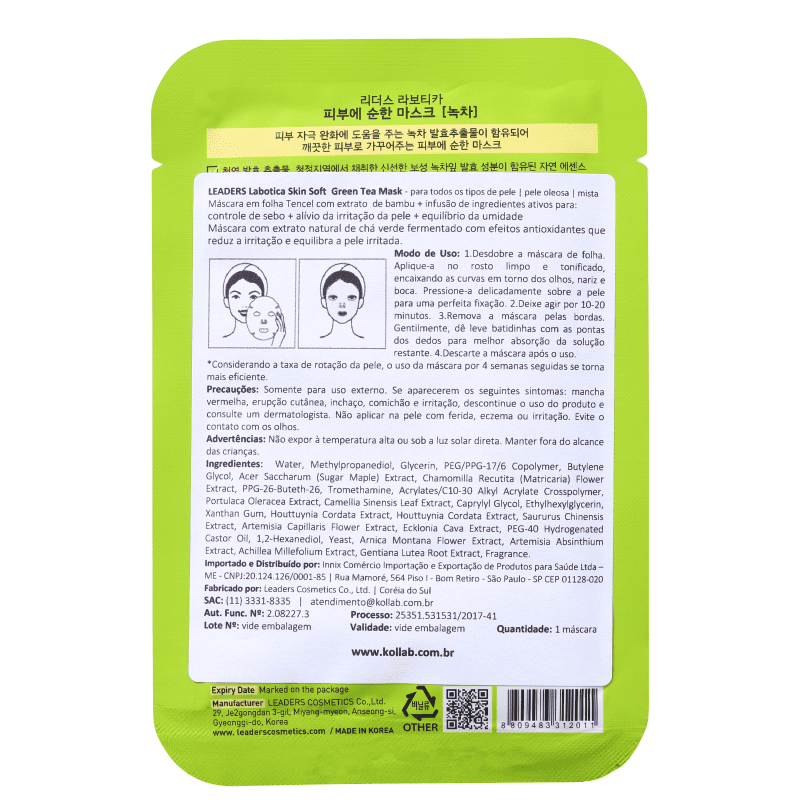 Kollab Leaders Labotica Skin Soft Green Tea - Máscara Facial 20ml