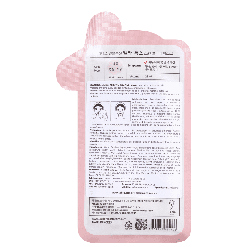 Kollab Leaders Mela Tox Skin Clinic - Máscara Facial 25ml