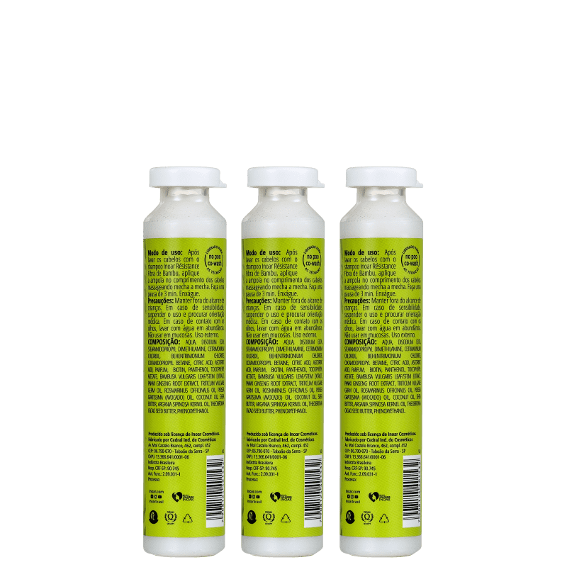 Kit Inoar Résistence Fibra Bambu - Ampolas Capilares 3x45ml