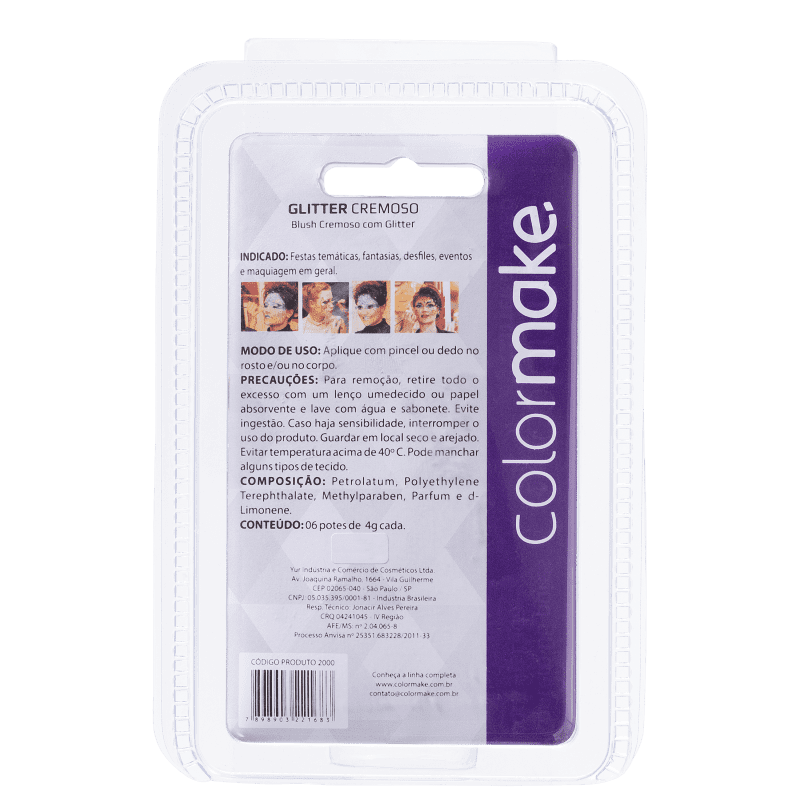Kit Colormake Cartela de Glitter Cremoso (6 Unidades)