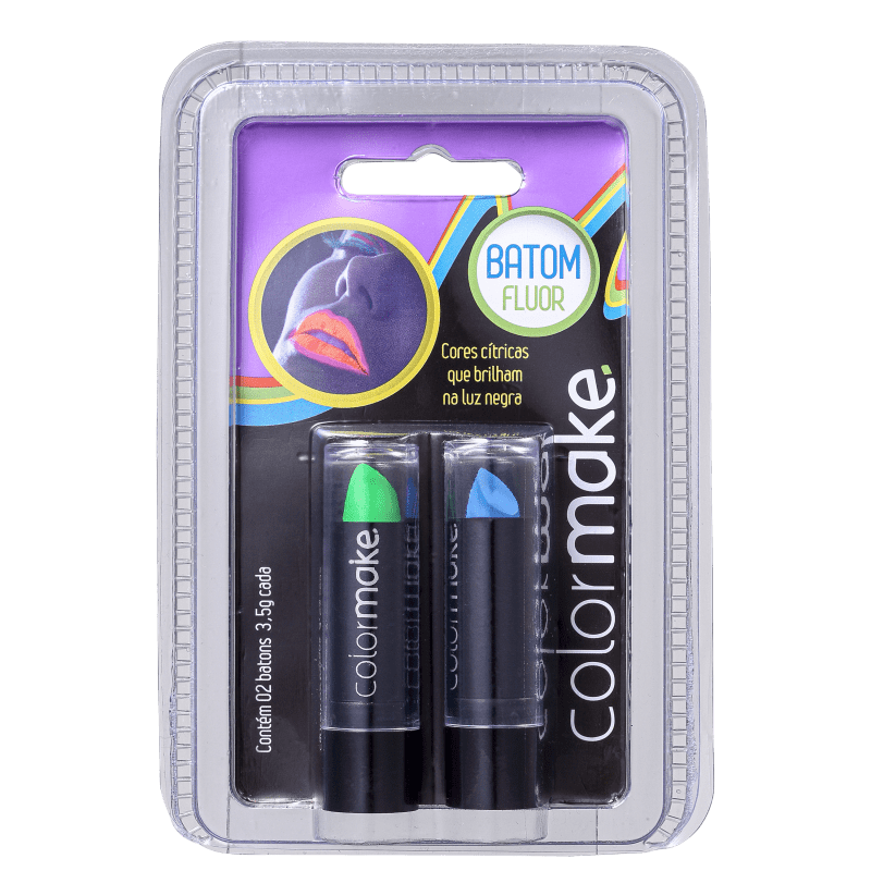 Kit Colormake Batom Fluorescente Azul Verde (2 Unidades)