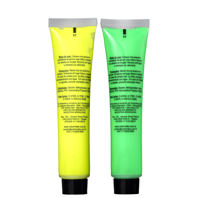 Kit Colormake Gel Fluorescente Verde e Amarelo (2 Unidades)