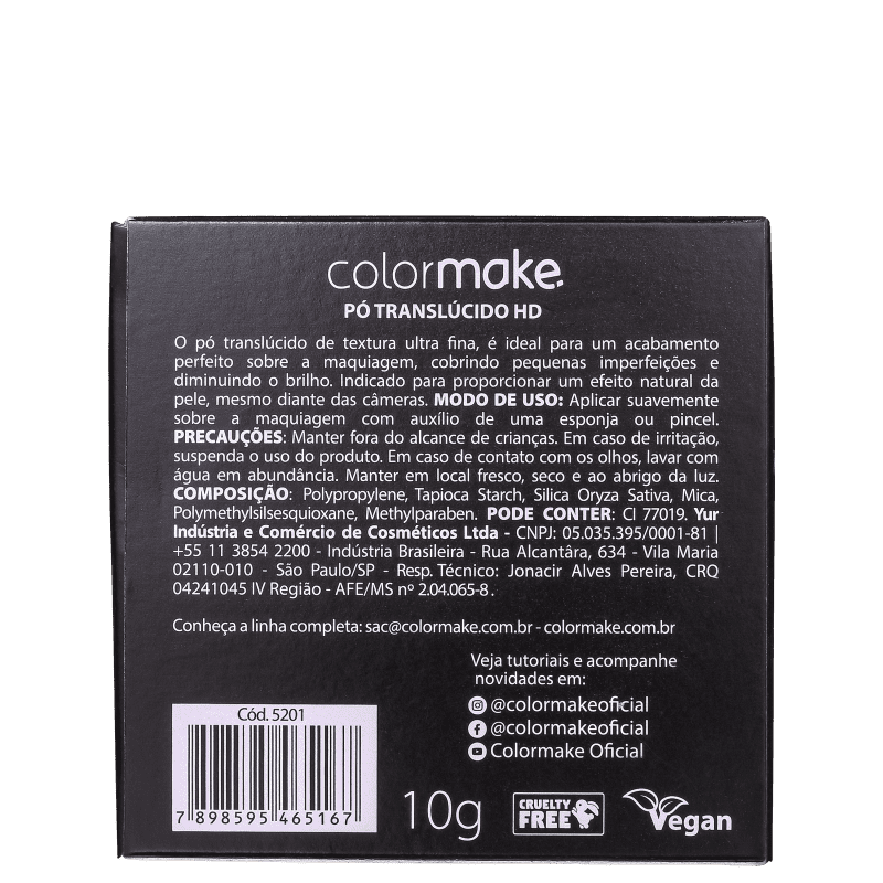 Colormake Finishing Mineral HD Branco - Pó Solto Translúcido 10g