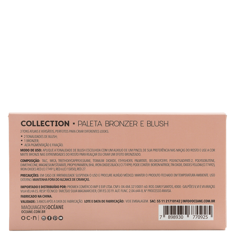 Océane Collection Bronzer e Blush - Paleta de Maquiagem 16g