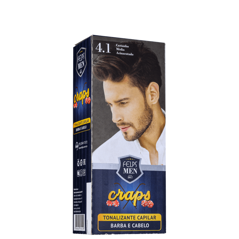 Felps Profissional Men Craps 4.1 Castanho Médio Acinzentado - Tonalizante Menor preço em Felps Profissional Men Craps 4.1 Castanho Médio Acinzentado - Tonalizante