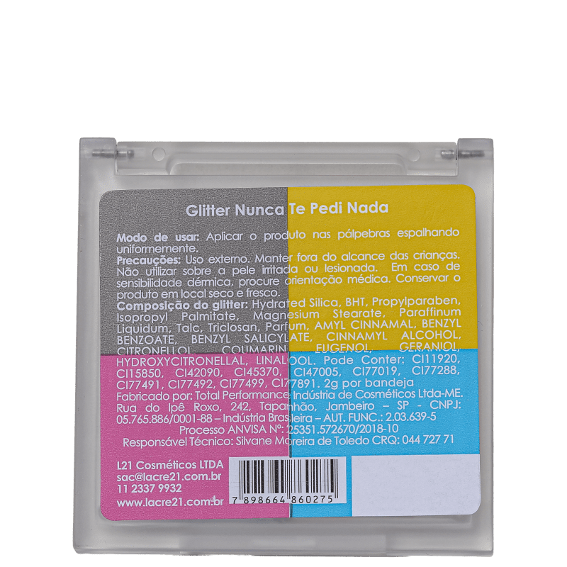 Lacre21 Nunca Te Pedi Nada - Paleta de Glitter 8g