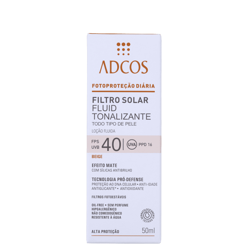 Adcos Fotoproteção Diária Fluid Tonalizante FPS 40 Beige - Protetor Solar com Cor 50ml