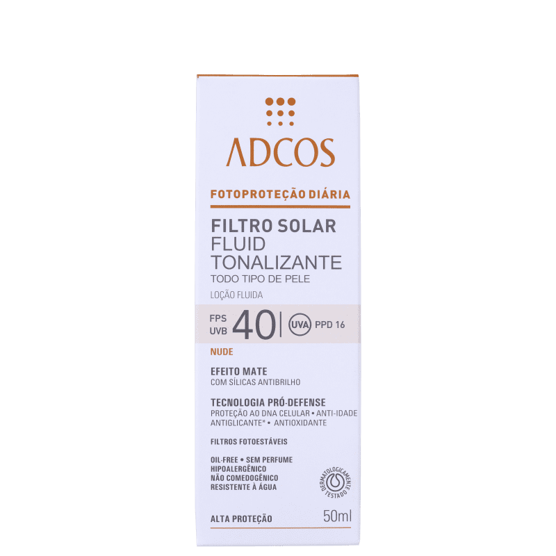 Adcos Fotoproteção Diária Fluid Tonalizante FPS 40 Nude - Protetor Solar com Cor 50ml