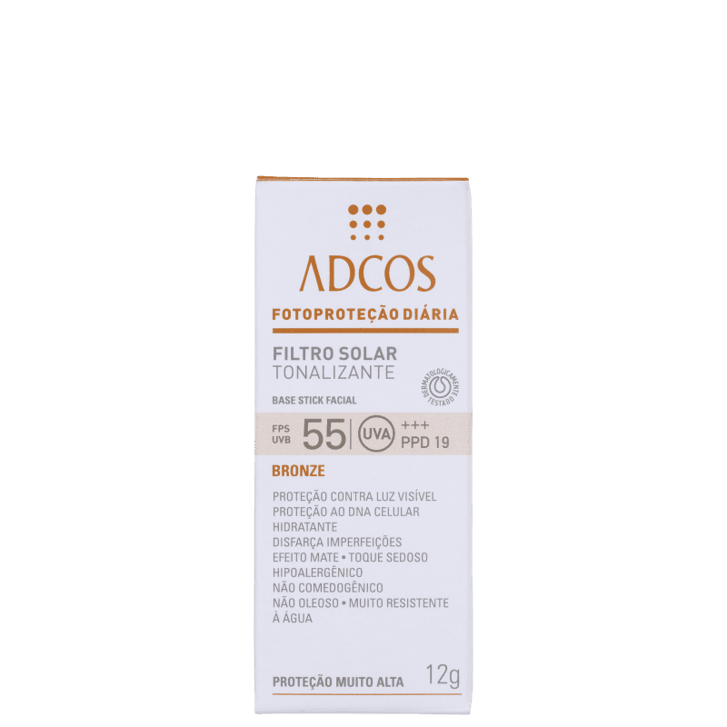 Adcos Fotoproteção Diária Tonalizante Stick FPS 55 Bronze - Protetor Solar com Cor 12g