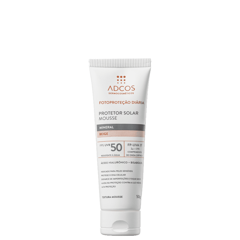 Adcos Fotoproteção Diária Tonalizante Beige Mousse FPS50 - Protetor Solar 50g Menor preço em Adcos Fotoproteção Diária Tonalizante Beige Mousse FPS50 - Protetor Solar 50g