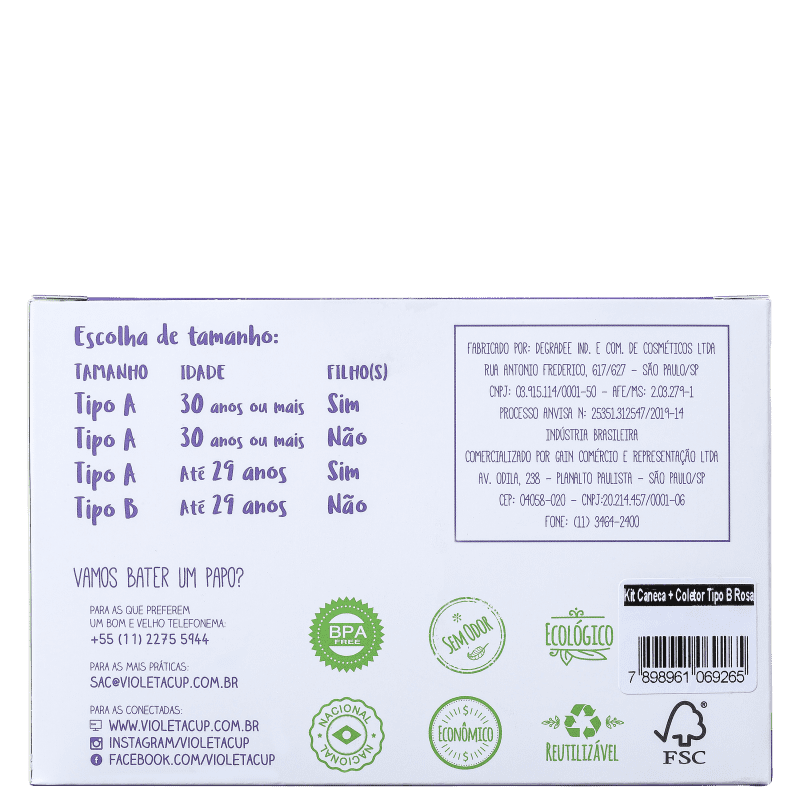Kit Violeta Cup Tipo B Rosa (2 Produtos)