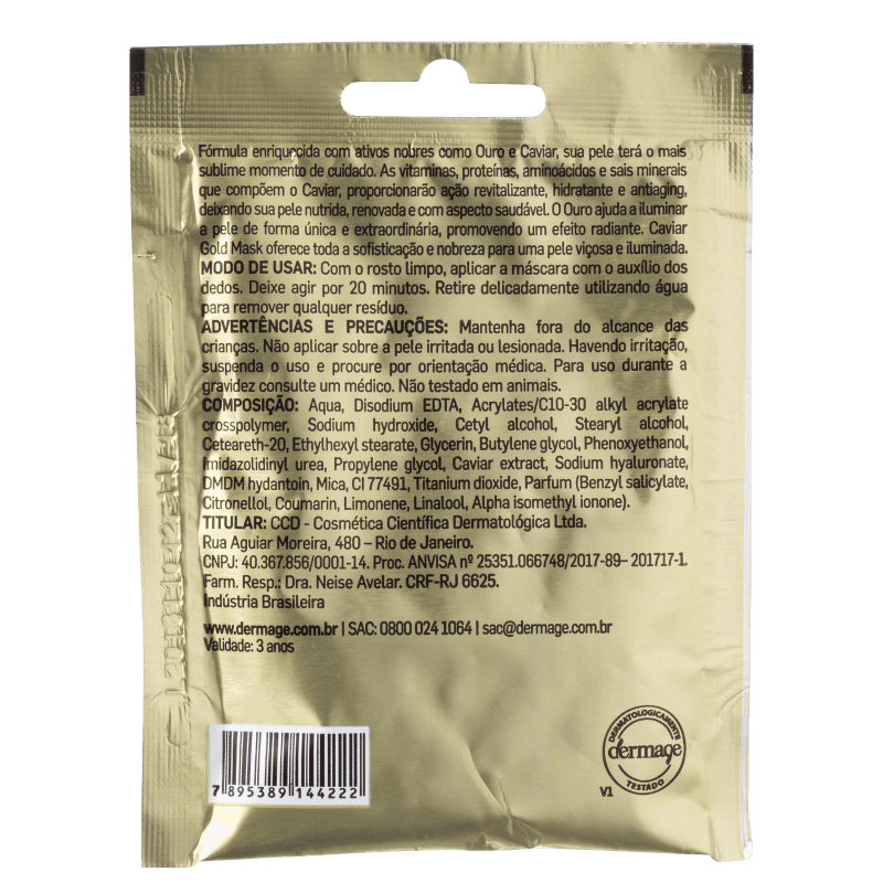 Dermage Caviar Gold - Máscara Facial 10g
