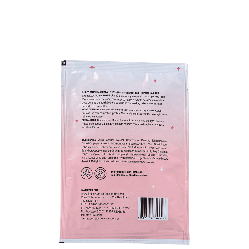 Magic Beauty Curly Crush 2A a 3A Sachê - Máscara de Nutrição 30g
