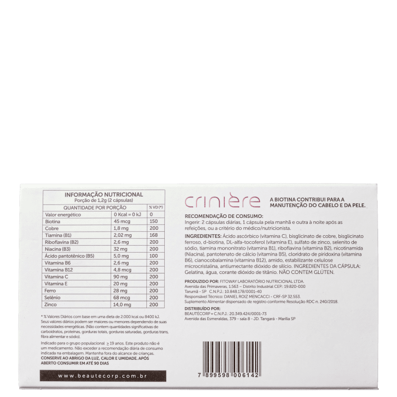 BeautéCorp Crinière - Suplemento Alimentar (60 Cápsulas)