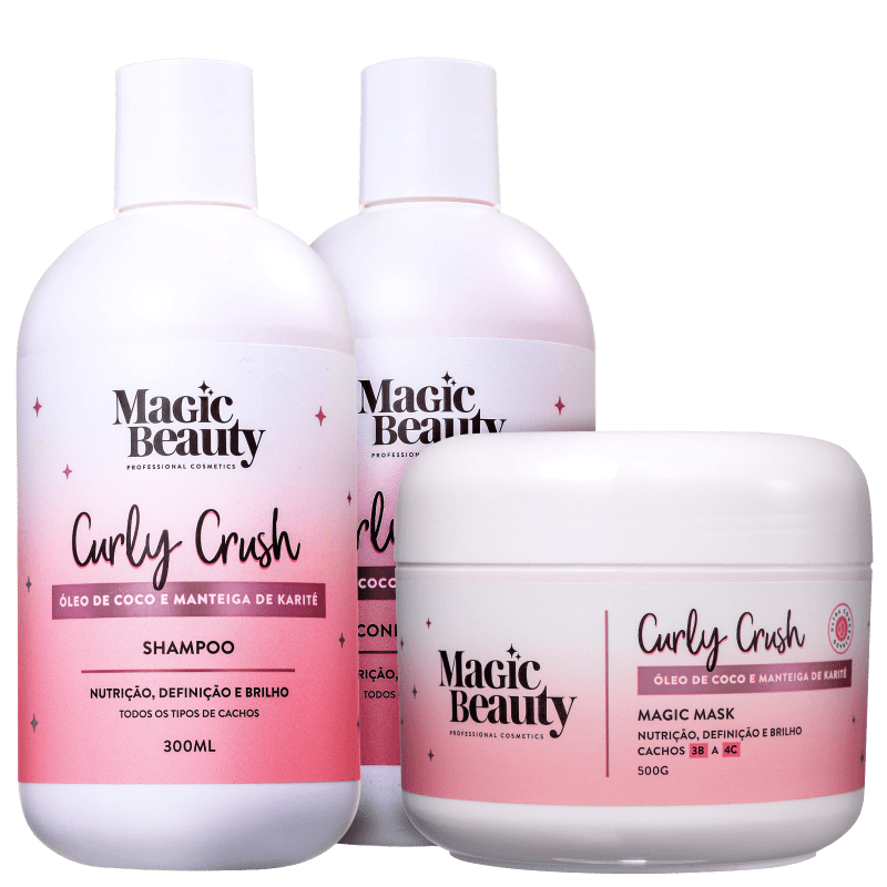 Kit Magic Beauty Curly Crush 3B a 4C Trio (3 Produtos)