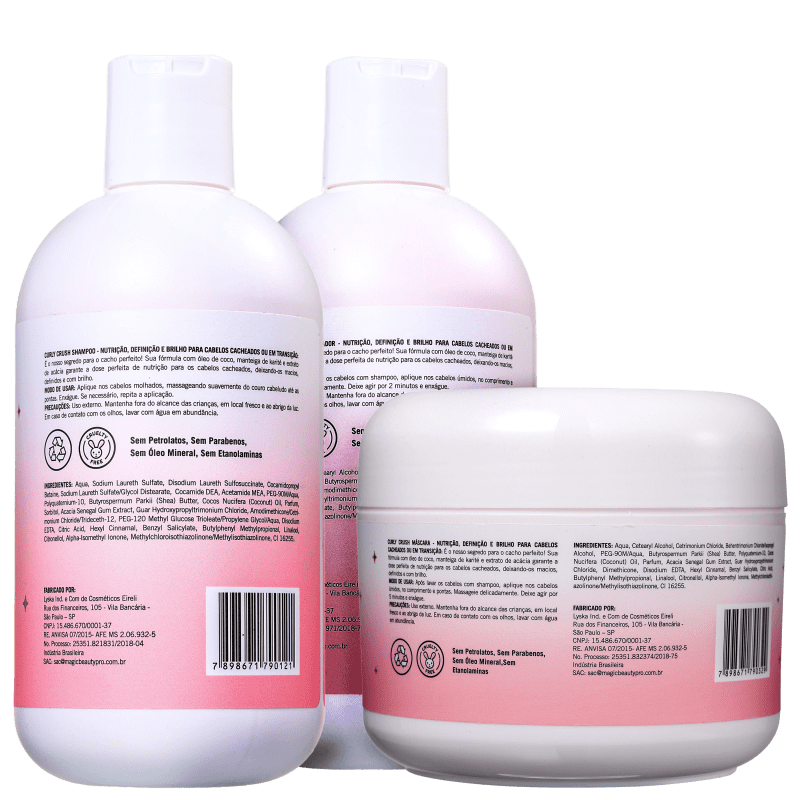 Kit Magic Beauty Curly Crush 3B a 4C Trio (3 Produtos)