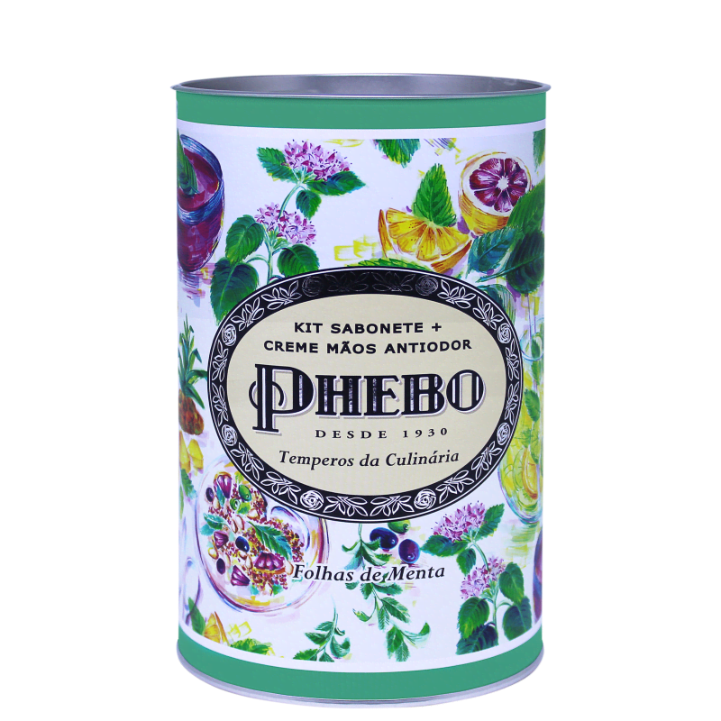 Kit Phebo Temperos da Culinária Folhas de Menta - Sabonete Líquido 250ml + Creme Hidratante para as Mãos 240ml