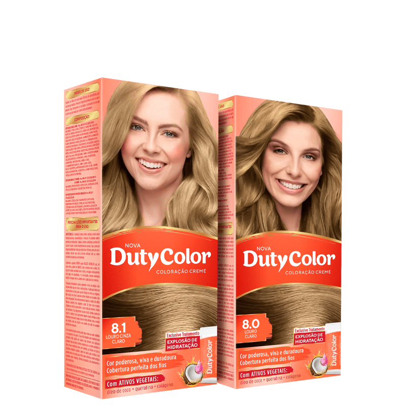 Kit DutyColor 8.0 Louro Claro & 8.1 Louro Cinza Claro - Coloração Permanente (2 Unidades)