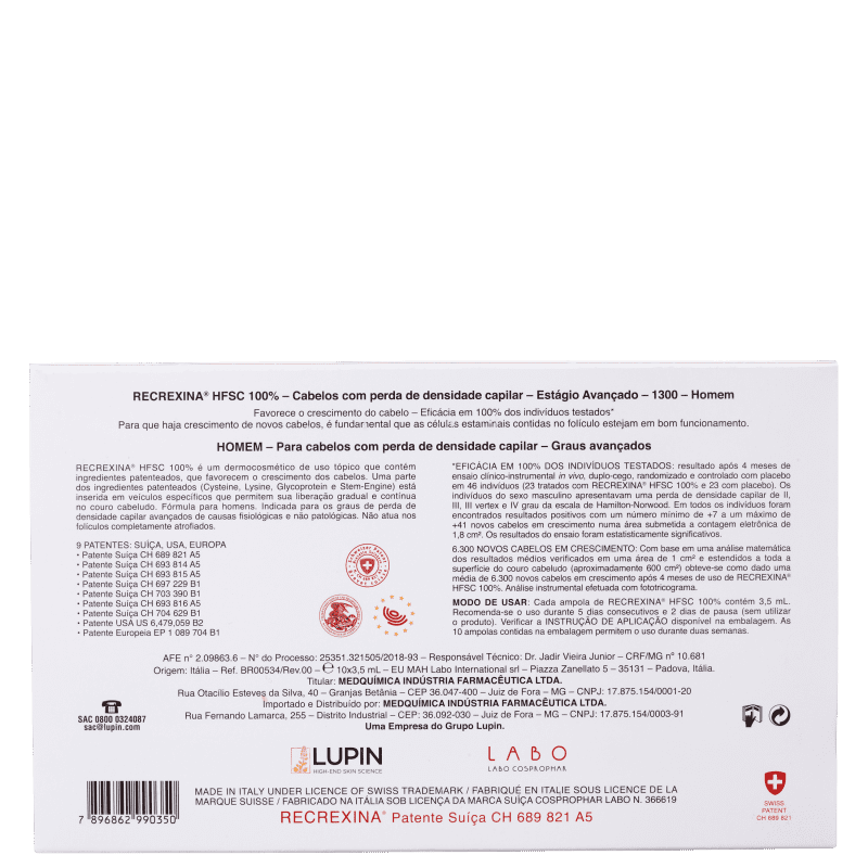 Recrexina HFSC 100% 1300 Homem - Ampolas Capilares 10x3,5ml