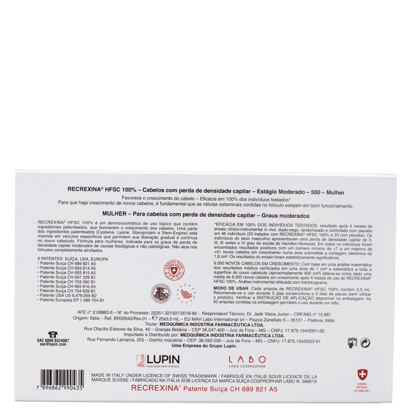 Recrexina HFSC 100% 500 Mulher - Ampolas Capilares 20x3,5ml