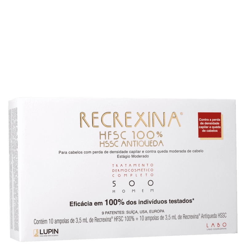 Recrexina HFSC 100% + HSSC 500 Homem - Ampolas Antiqueda 20x3,5ml