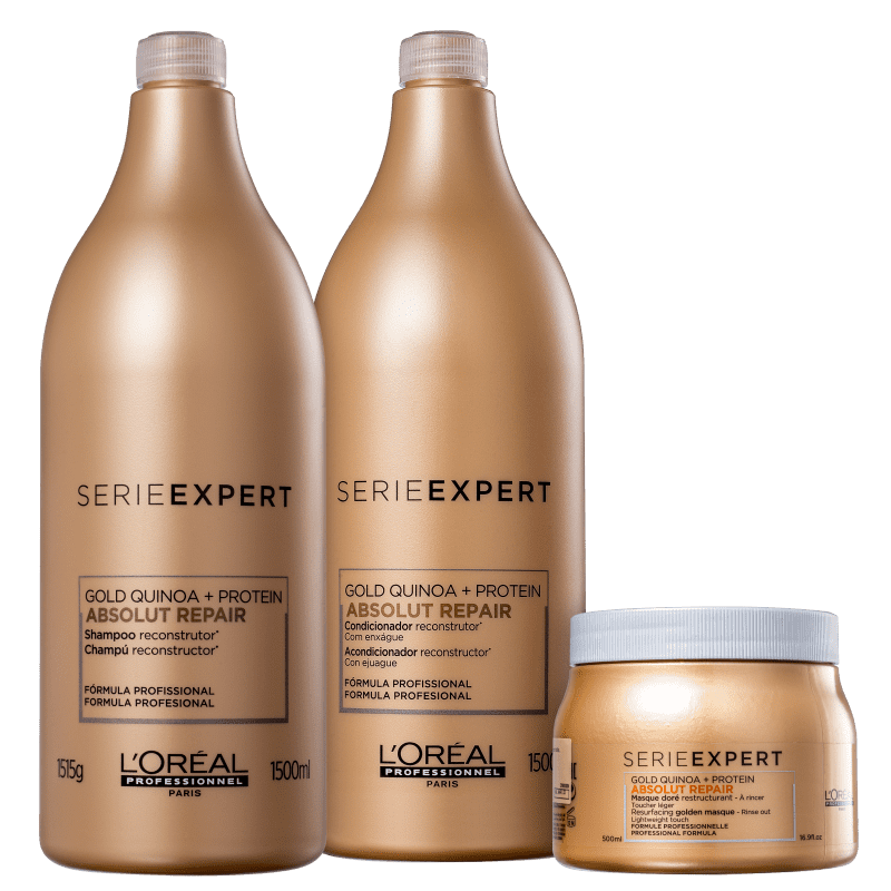 Kit L'Oréal Professionnel Serie Expert Absolut Repair Gold Quinoa + Protein Golden Salon Trio (3 Produtos)