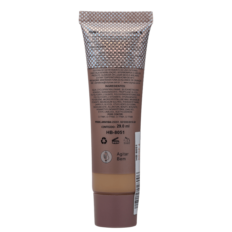 Ruby Rose Natural Look Bege 4 - Base Líquida 29ml