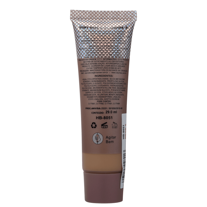 Ruby Rose Natural Look Bege 5 - Base Líquida 29ml