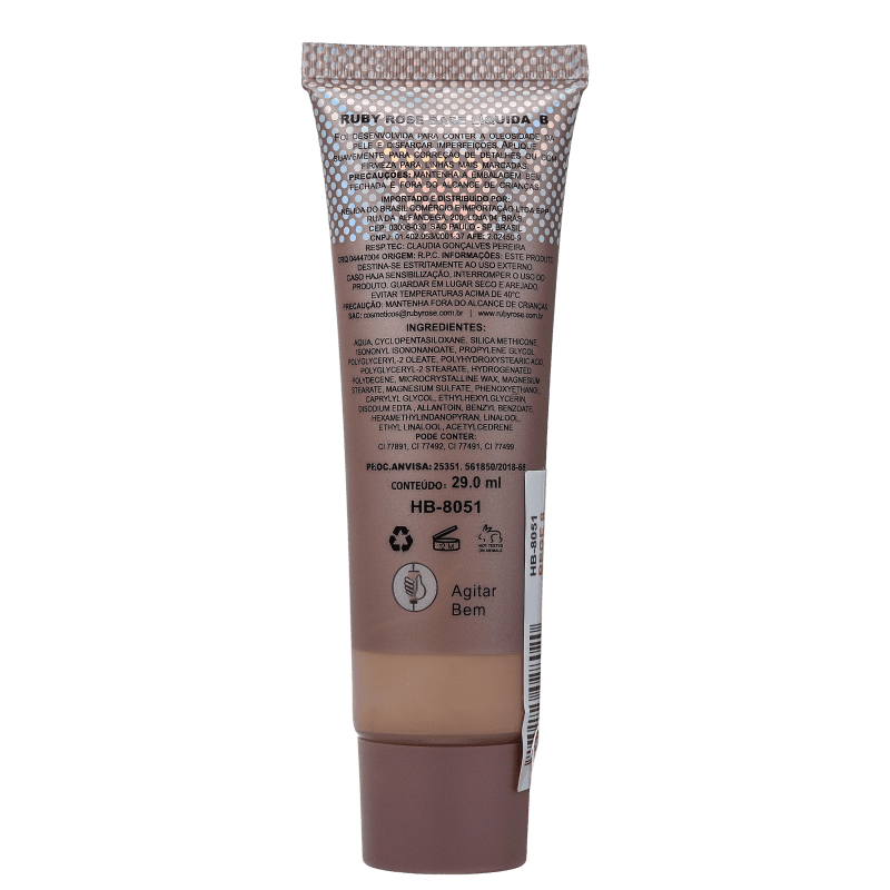 Ruby Rose Natural Look Bege 6 - Base Líquida 29ml