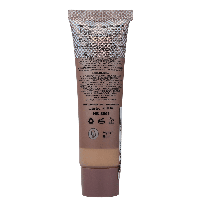 Ruby Rose Natural Look Bege 7 - Base Líquida 29ml