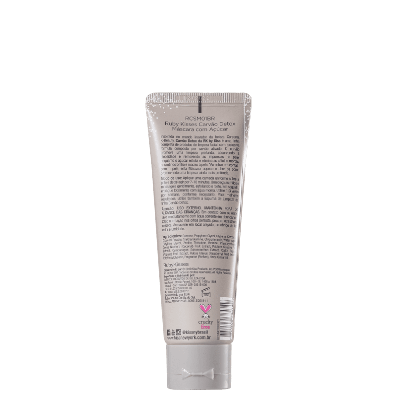 Kiss New York RK by Kiss Carvão Detox com Açúcar - Máscara Facial 75g