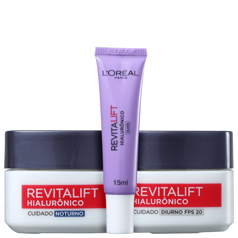 Kit L'Oréal Paris Revitalift Hialurônico Rosto e Olhos (3 Produtos)