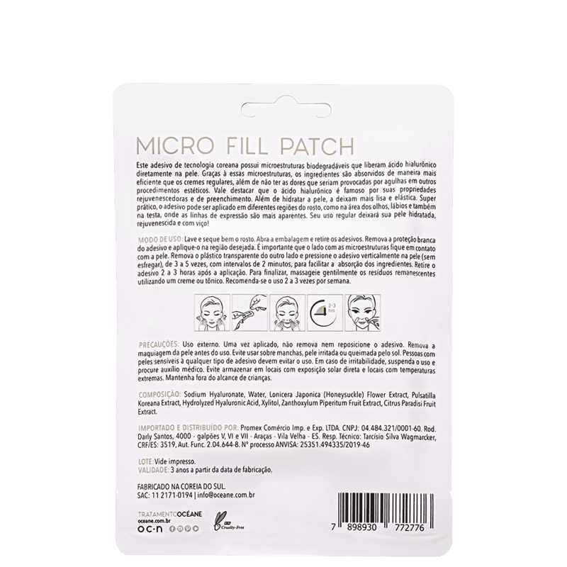 Adesivo Océane Micro Fill Patch com Ácido Hialurônico