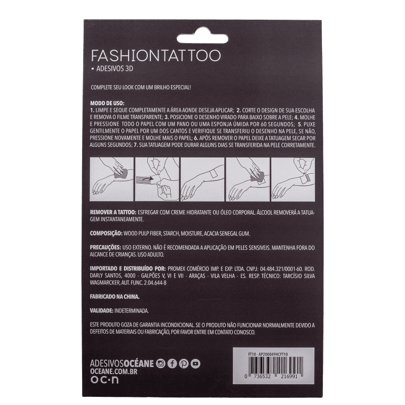 Océane Fashion Tattoo FT10 - Tatuagem Temporária